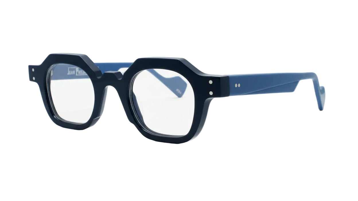 Blue eyeglasses on a white background