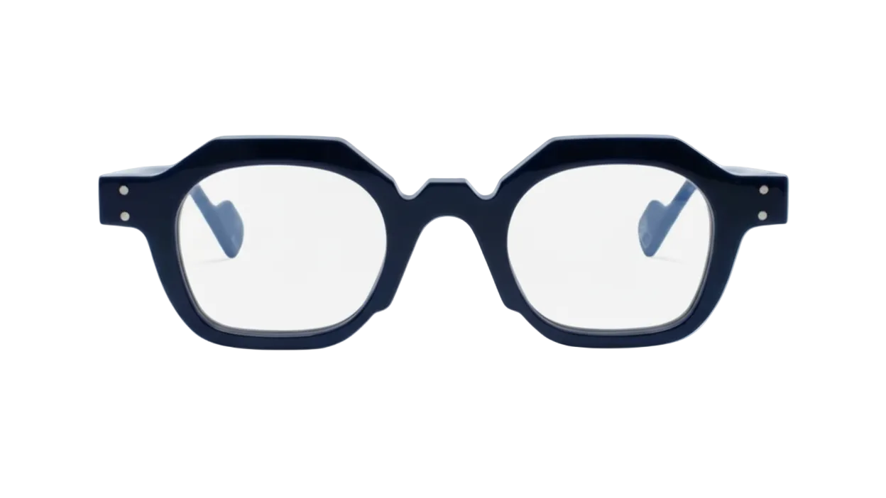 Blue eyeglasses on a white background