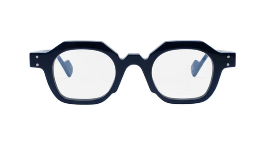 Blue eyeglasses on a white background