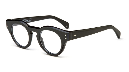 Black eyeglasses on a white background