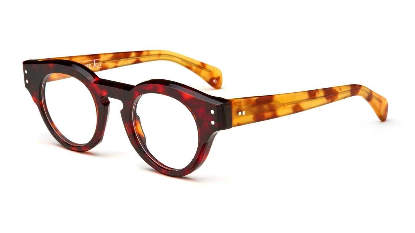 Tortoiseshell eyeglasses on a white background