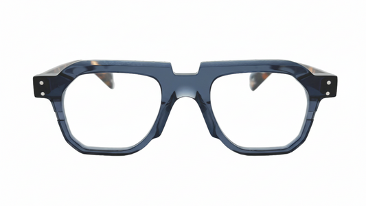 Blue eyeglasses on a white background