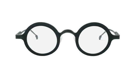 Black round eyeglasses on a white background