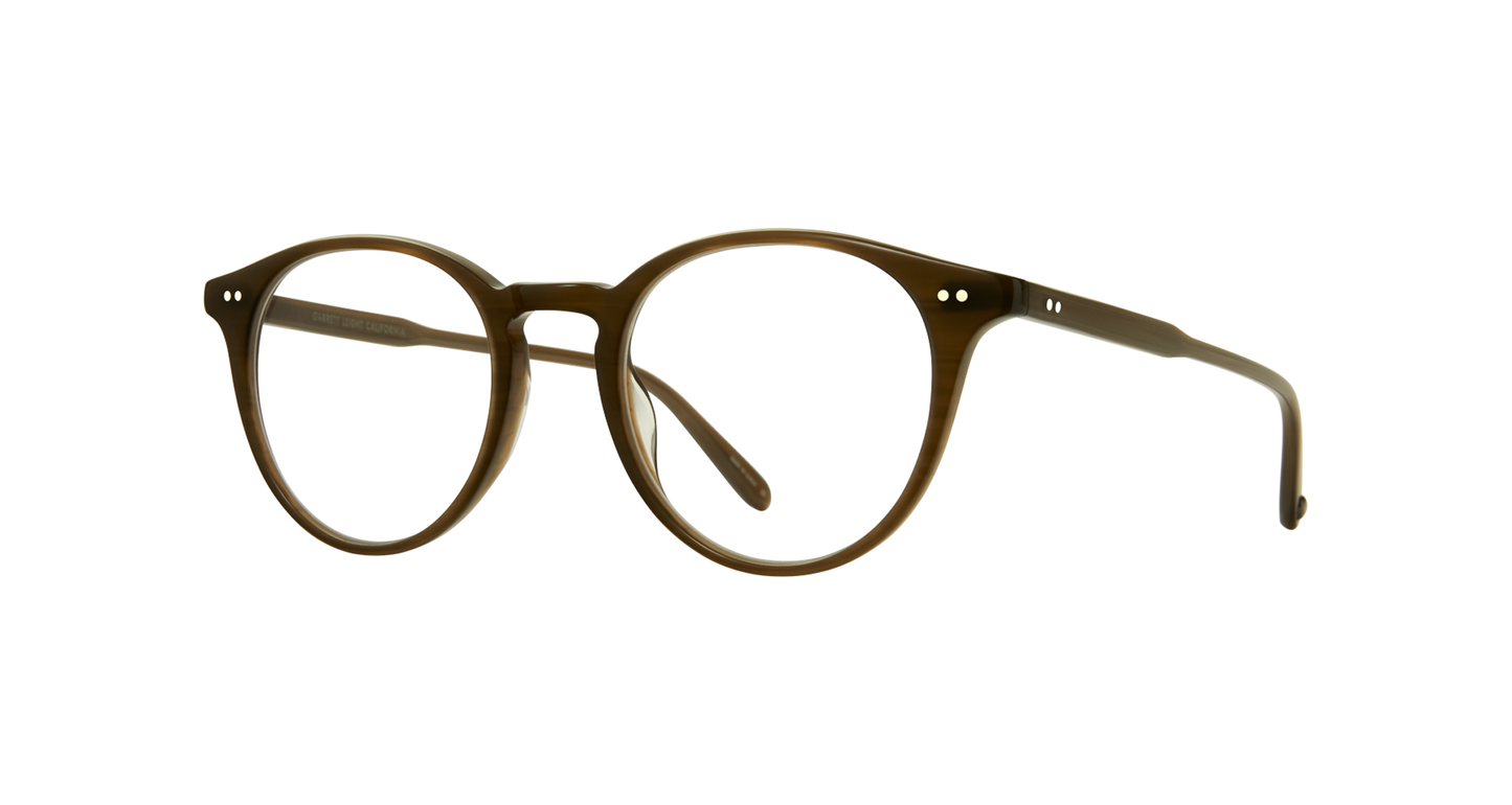 Inspired by the mid-century, Clune Olive is a modern take on the classic P3 eyeglass silhouette, with a distinctive round shape and lightweight acetate construction. Hand Finished in LA. 
