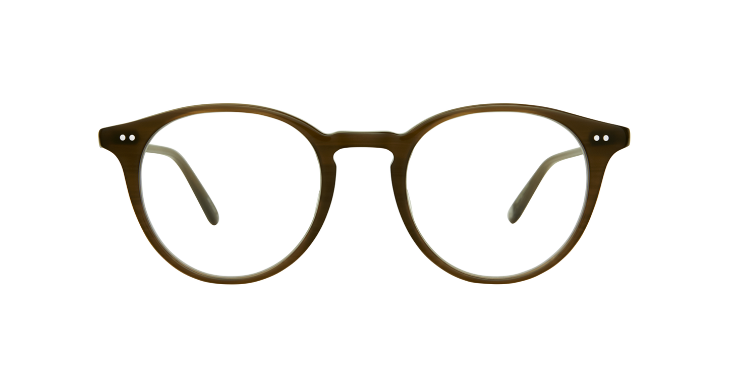 Inspired by the mid-century, Clune Olive is a modern take on the classic P3 eyeglass silhouette, with a distinctive round shape and lightweight acetate construction. Hand Finished in LA. 