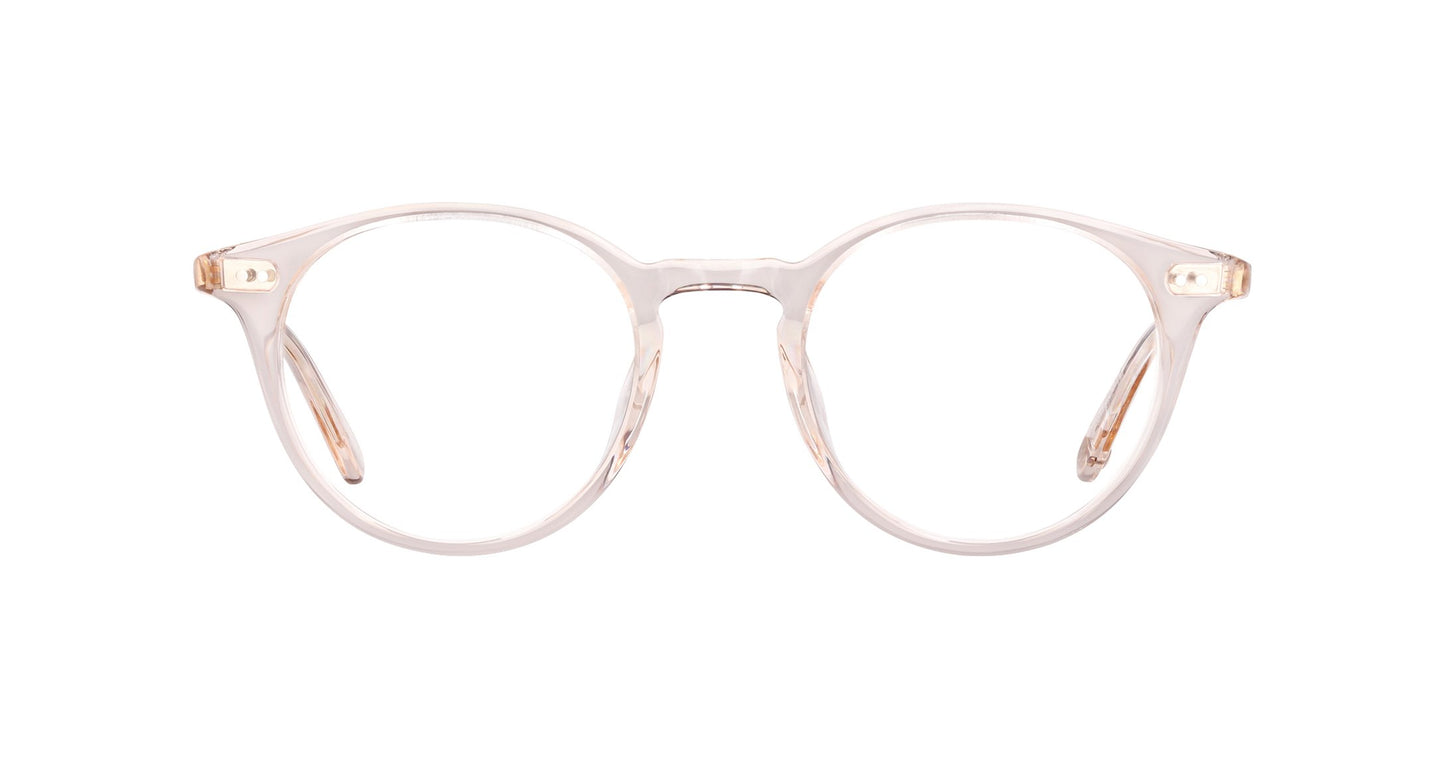 Inspired by the mid-century, Clune Shell Crystal is a modern take on the classic P3 eyeglass silhouette, with a distinctive round shape and lightweight acetate construction. Hand Finished in LA. 