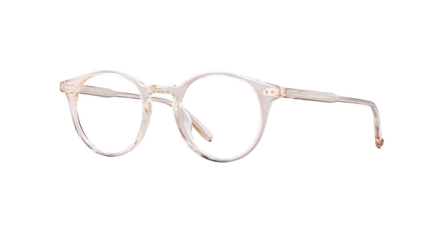 Inspired by the mid-century, Clune Shell Crystal is a modern take on the classic P3 eyeglass silhouette, with a distinctive round shape and lightweight acetate construction. Hand Finished in LA. 